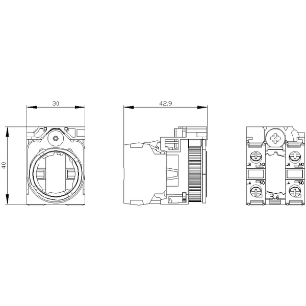 Miniatyrbillede 5 af 5: Siemens 3SU1500-1AA10-1NA0 Halter für 3 Module 2 Schließer 1 St.