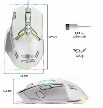 Miniatyrbillede 2 af 6: Spirit of Gamer ELITE M60 ARTIC mus Spil Højre hånd USB Type-C Optisk 20000 dpi