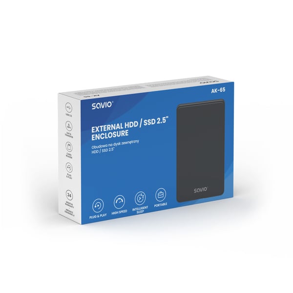 Savio AK-65 drevkabinet HDD/SSD kabinet Sort 2.5"