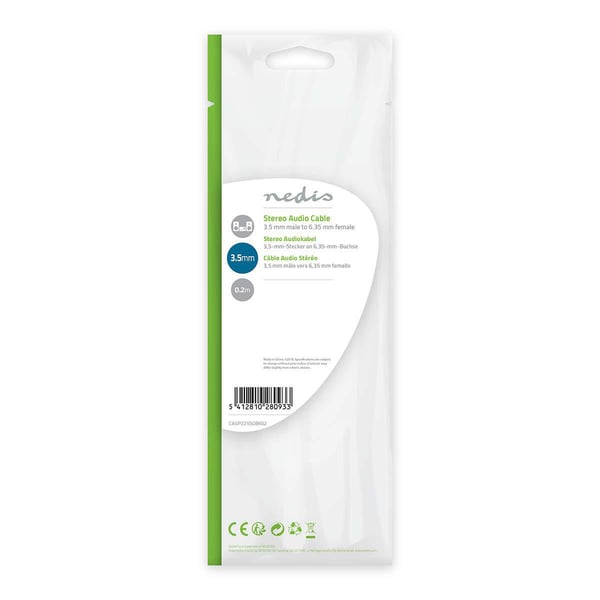 Miniatyrbillede 4 af 4: Nedis CAGP22550BK02 lydkabel 0,2 m 3.5mm 6.35mm Sort