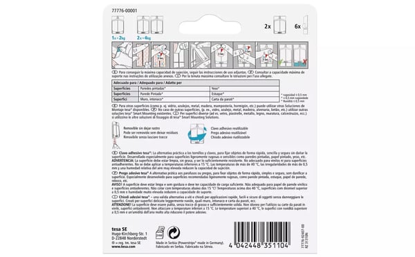 TESA 77776-00001-00 inomhus Universalkrok Vit 2 styck
