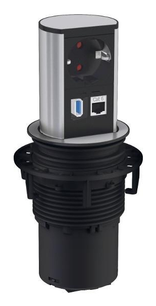 Miniatyrbillede 1 af 8: Bachmann 928.0050 stikkontakt AC + RJ-45 + USB A Sort, Krom