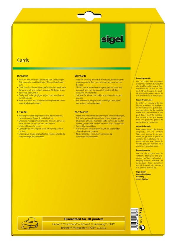 Pikkukuva 4 / 4: Sigel LP713 käyntikortti Laser/Inkjet Valkoinen