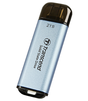 Transcend ESD300 Thunderbolt-teknik 2 TB USB typ A till USB typ C USB 3.2 Gen 2x2 Blå