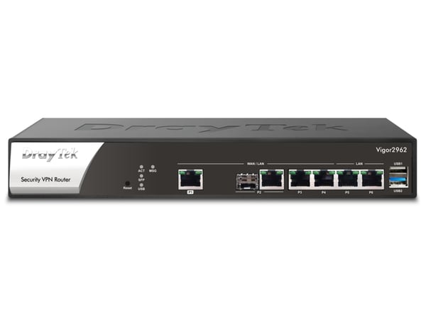 DrayTek Vigor2962 kabelansluten router 2.5 Gigabit Ethernet Svart DrayTek Vigor2962 kabelansluten router 2.5 Gigabit Ethernet Svart