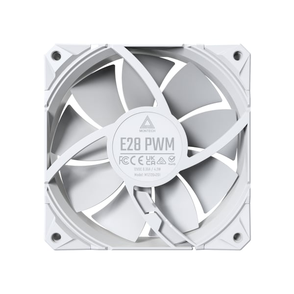 Miniatyrbild 2 av 6: Montech E28 PWM Datorväska Fan 12 cm Vit 3 styck
