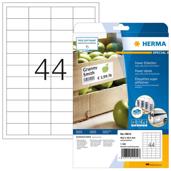 HERMA 10914 självhäftande etiketter Rektangel Permanent Vit 1100 styck HERMA 10914 självhäftande etiketter Rektangel Permanent Vit 1100 styck