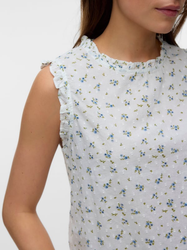 Vero Moda 5715829002191 skjorte & top Top (tøj) Rund halsudskæring Ærmeløs Bomuld