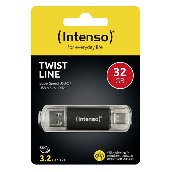 Intenso Twist Line USB-sticka 32 GB USB Type-A / USB Type-C 3.2 Gen 1 (3.1 Gen 1) Antracit