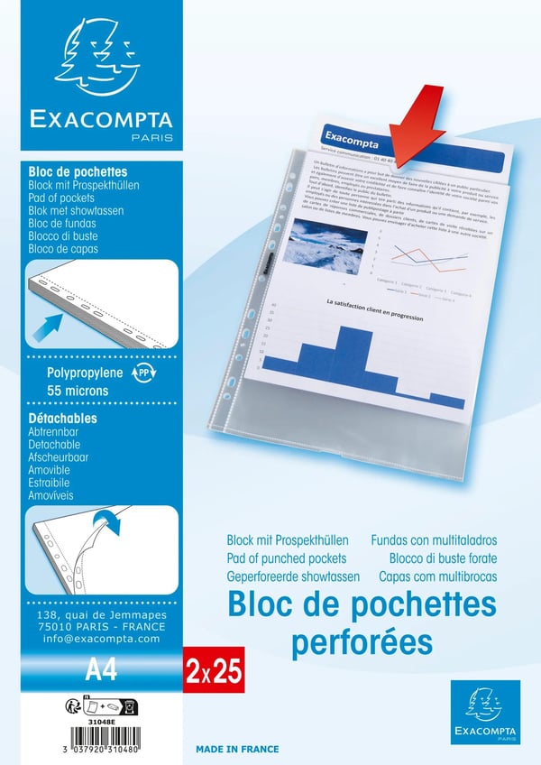 Pikkukuva 6 / 6: Exacompta 31048E muovitasku 210 x 297 mm (A4) Polypropeeni (PP) 50 kpl