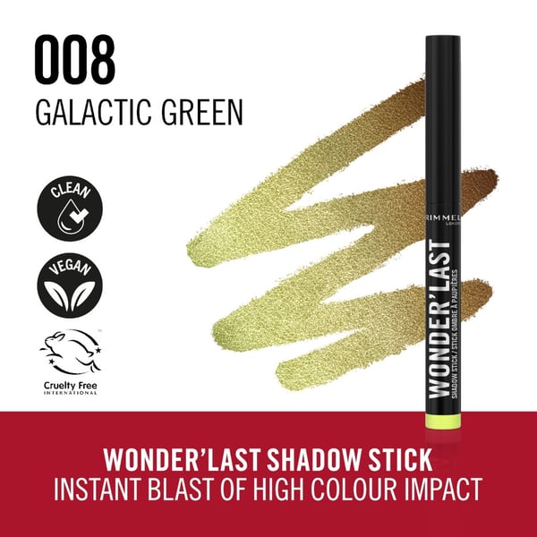 Miniatyrbillede 2 af 5: Rimmel Wonder'Last øjenskygge 1,64 g 008 Galactic Green Glimmer