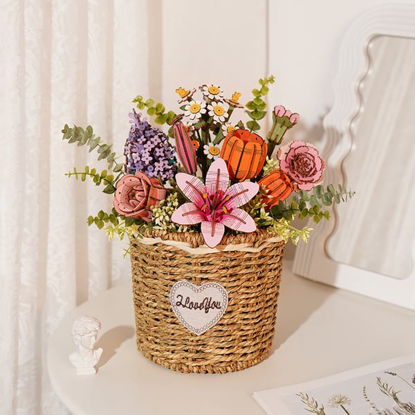 Miniatyrbillede 3 af 7: ROBOTIME Pink Lily 3D puslespil 124 stk Flora