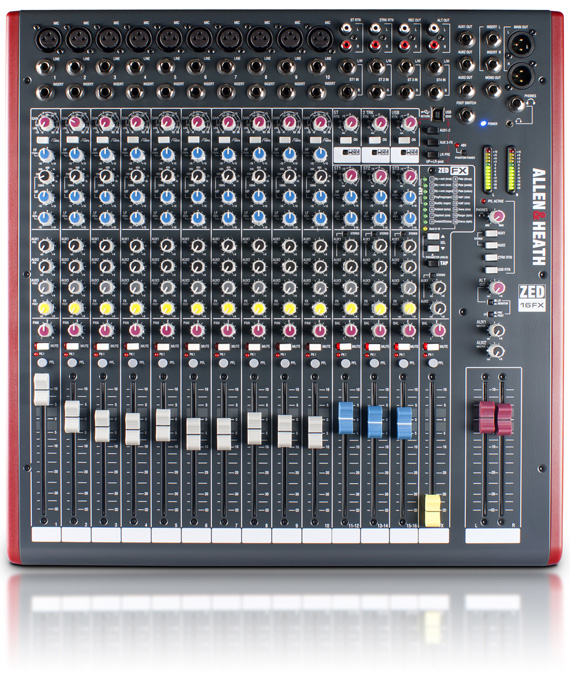 Miniatyrbillede 1 af 7: Allen & Heath ZED16FX audio mixer 16 kanaler 20 - 20000 Hz Grå, Rød