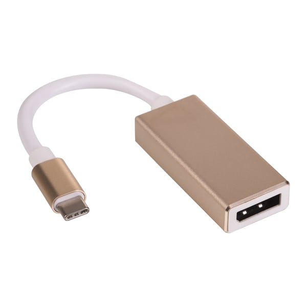 Miniatyrbild 1 av 3: Akyga AK-AD-56 kabelomvandlare (hane/hona) USB Typ C DisplayPort Guld, Vit