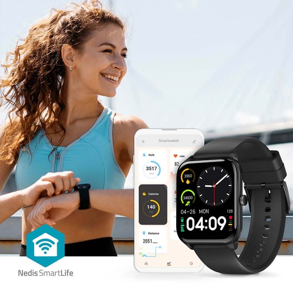 Nedis BTSW30BK smartklocka och träningsklocka 4,29 cm (1.69") LCD 41 mm Digital Pekskärm Svart
