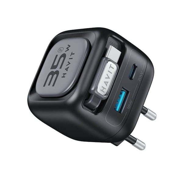 Miniatyrbillede 2 af 5: Havit UC250 A-EU oplader til mobil enhed E-bog-læser, Hovedtelefoner, Mobiltelefon, Bærbar højttaler, SmartWatch, Telefon Sort Trådløs opladning Hurtig opladning Indendørs