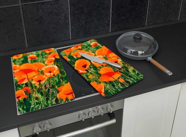 WENKO Champs de Coquelicots skärbrädor Rektangulär Plast, Härdat glas Multifärg