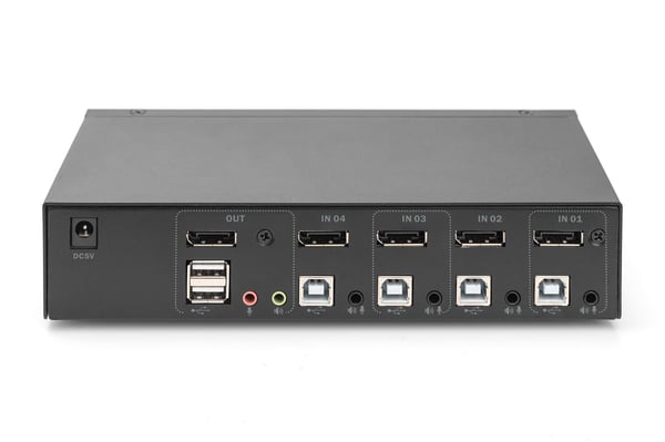 Miniatyrbild 2 av 3: DIGITUS KVM-switch, 4x1 DP, DP-utgång, USB
