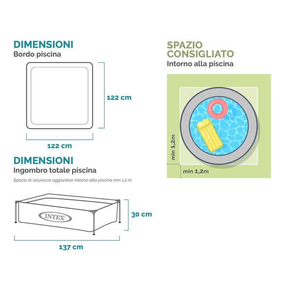 Pikkukuva 2 / 4: Intex 57172NP maanpäällinen uima-allas Kehikollinen uima-allas Neliö 337 L Vaaleanpunainen