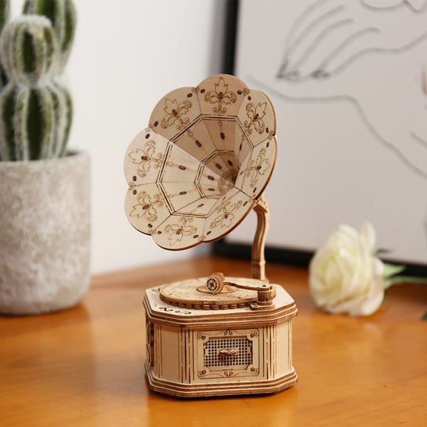 Miniatyrbillede 12 af 12: ROBOTIME Gramophone 3D puslespil 122 stk Musik