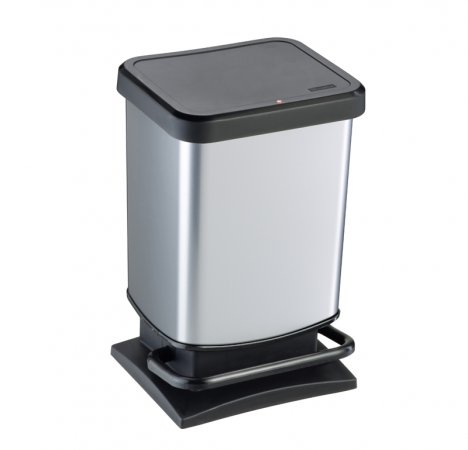 Rotho 1754010264 skraldespand 20 L Rektangulær Metal, Plast Sort, Sølv