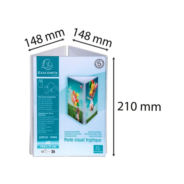 Exacompta 85558D kylttiteline & esiteteline A5 Akryyli, Polymetyyliakrylaatti (PMMA) Läpinäkyvä