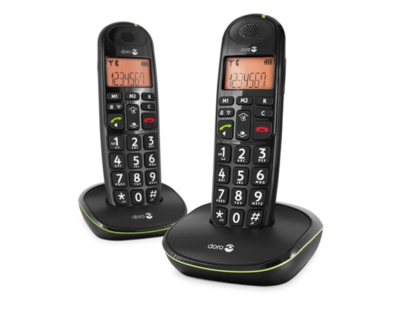Doro PhoneEasy 100w duo DECT telefon Nummervisning Sort