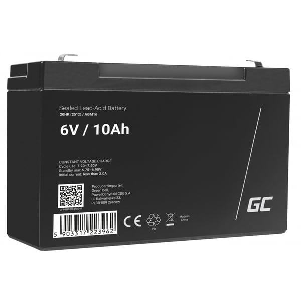 Green Cell AGM16 UPS-batterier Slutna blybatterier (VRLA) 6 V 10 Ah Green Cell AGM16 UPS-batterier Slutna blybatterier (VRLA) 6 V 10 Ah