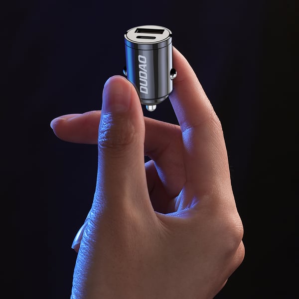 DUDAO R3MAX USB+ USB-C 48W Car Charger Universaali Harmaa Tupakansytytin Pikalataus Auto