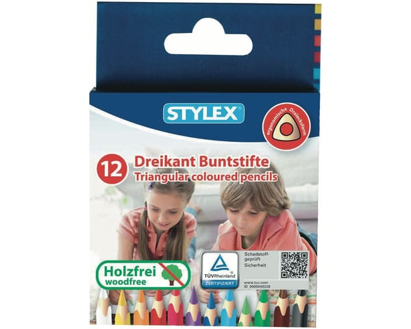 Miniatyrbild 1 av 2: Stylex 26002 färgpennor Svart, Blå, Brun, Grön, Ljusblå, Ljusgrön, Orange, Röd, Vit, Gul 12 styck