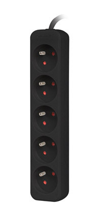 Lanberg PS0-05E-0100-IEC-BK stikdåse 1 m 5 AC stikkontakt(er) Indendørs Sort