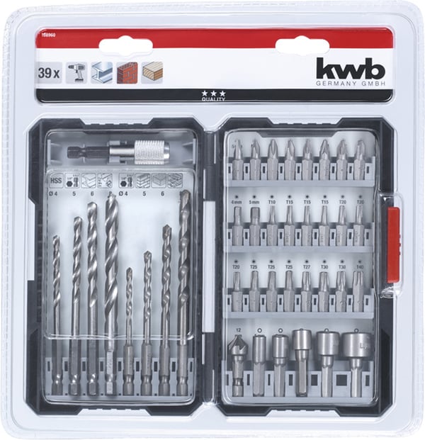 Miniatyrbillede 9 af 9: kwb Universal Bit and Drill Bit Set Boresæt 39 stk