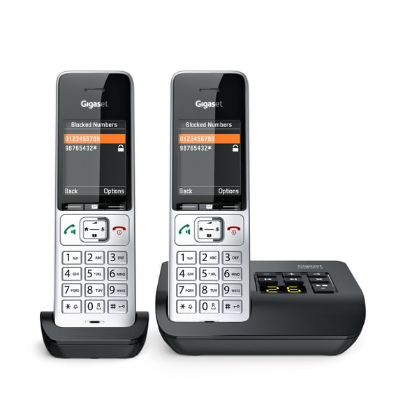 Gigaset COMFORT 500A duo Analog/DECT-telefon Nummervisning Sort, Sølv