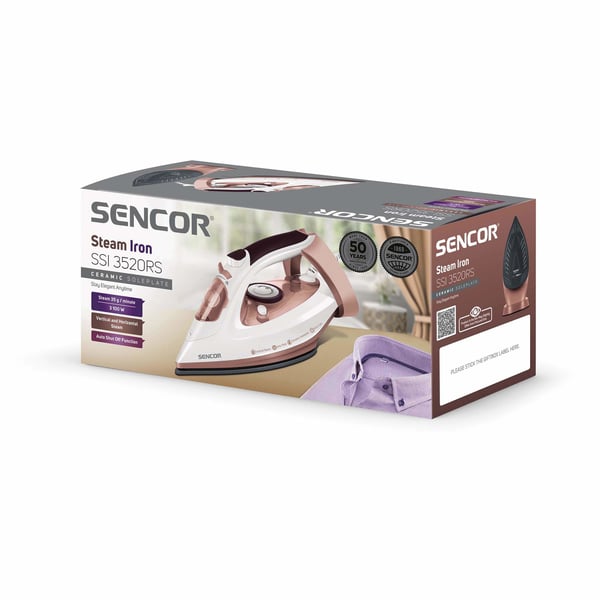 Miniatyrbillede 2 af 14: Sencor SSI 3520RS strygejern Dampstrygejern Keramisk strygesål 3100 W Lyserød, Violet