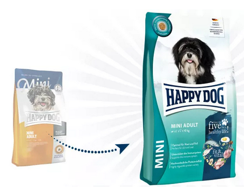 Happy Dog fit & vital Mini Adult 4 kg Voksen Egg, Lam, Fjerkræ, Laks