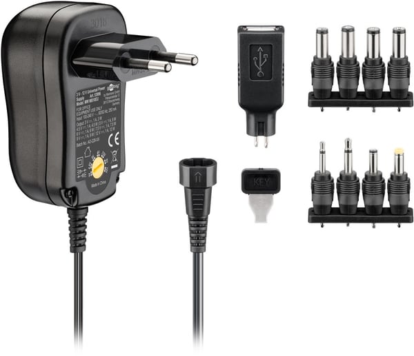 Miniatyrbillede 1 af 5: Goobay 53996 strømadapter og vekselret Indendørs 12 W Sort