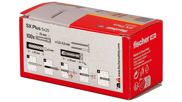 Miniatyrbillede 5 af 8: Fischer 568005 skrueanker og vægudtag 100 stk Udvidelsesanker 25 mm