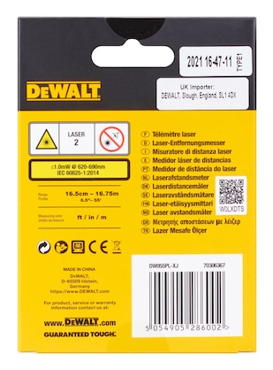 Miniatyrbild 5 av 6: DeWALT DW055PL-XJ måttband Avståndslasermätare Svart, Gul 16 m