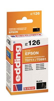 Edding EDD-126 blækpatron 1 stk Kompatibel Sort