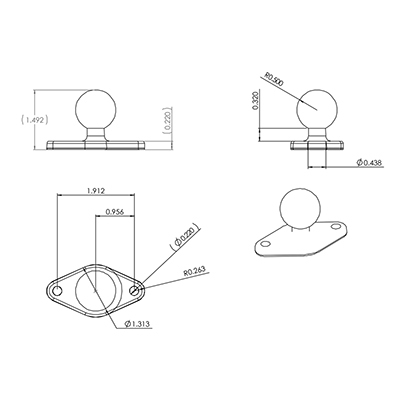 RAM Mounts RAM-B-238 monteringskit Svart Aluminium