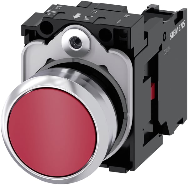 Siemens 3SU1150-0AB20-1CA0 elektrisk aktuator IP67, IP69K Sort, Rød, Sølv