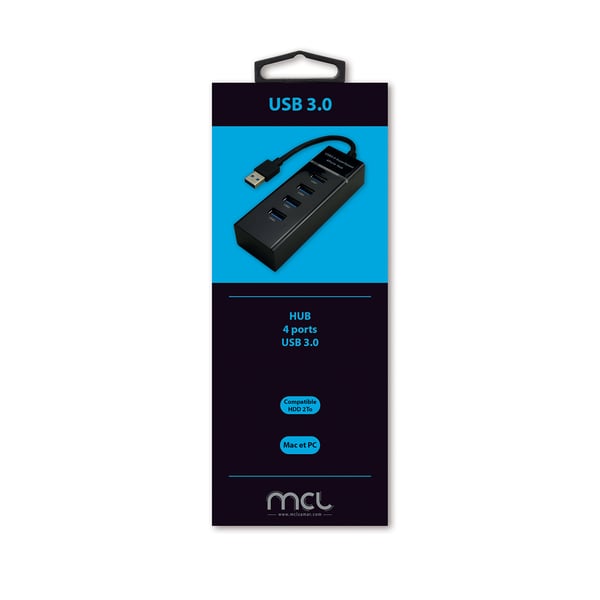 MCL USB3-M104B/N gränssnittshubbar USB 3.2 Gen 1 (3.1 Gen 1) Type-A 5000 Mbit/s Svart