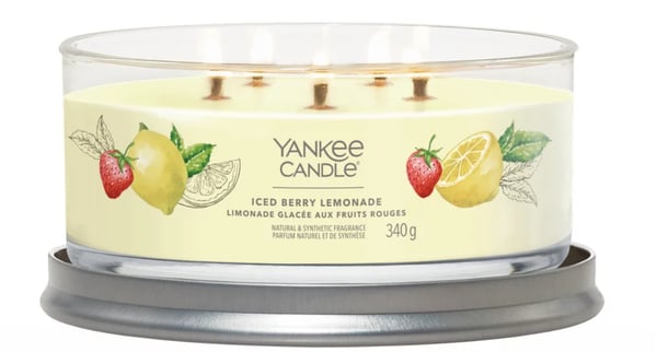 Yankee Candle Iced Berry Lemonade vokslys Cylinder Grapefrugt, Citron, Pomelo Gul 1 stk