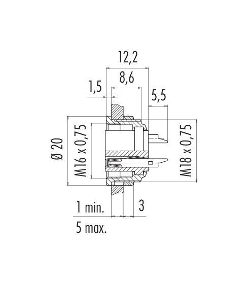 BINDER 09-0308-00-03 kabelsamler M16