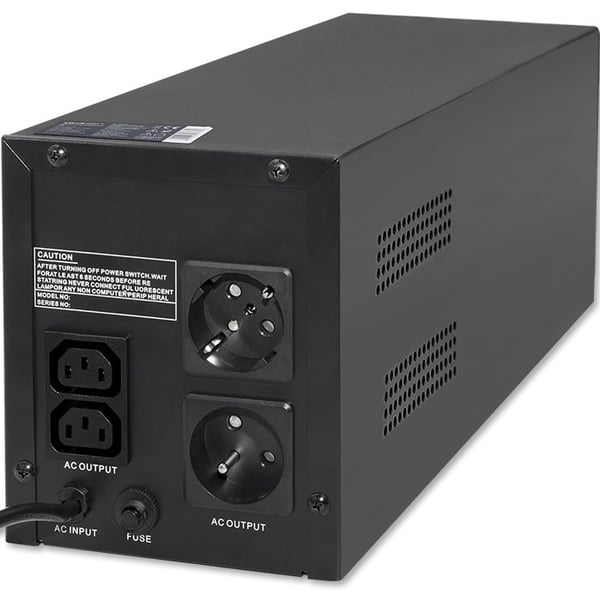 Miniatyrbillede 6 af 8: Qoltec 53775 UPS-enhed Interaktivt indgangsstik 1,2 kVA 720 W 4 AC stikkontakt(er)