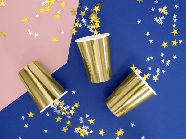 PartyDeco Mukit, kulta, 220ml yksi koko