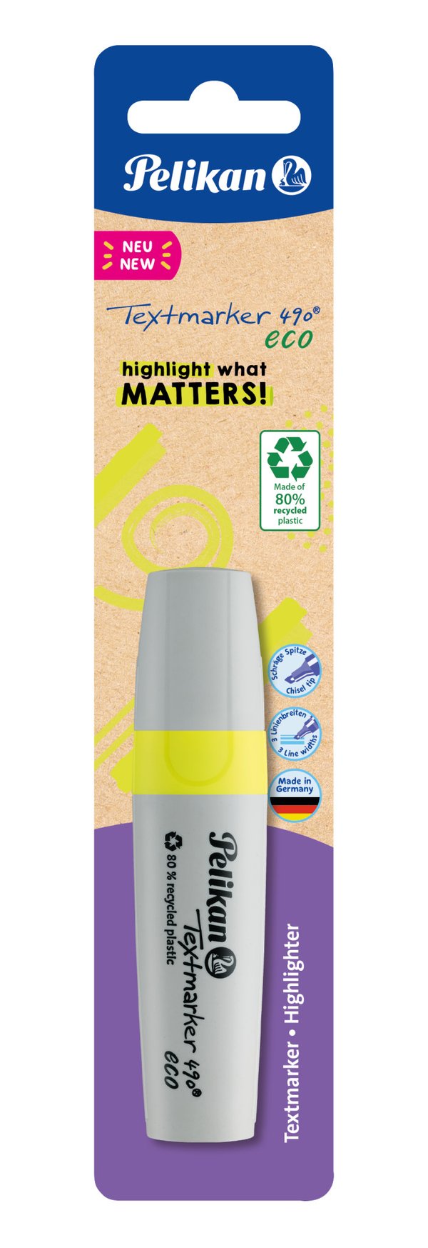 Pelikan Textmarker 490 eco märkpennor 1 styck Mejselspets Gul