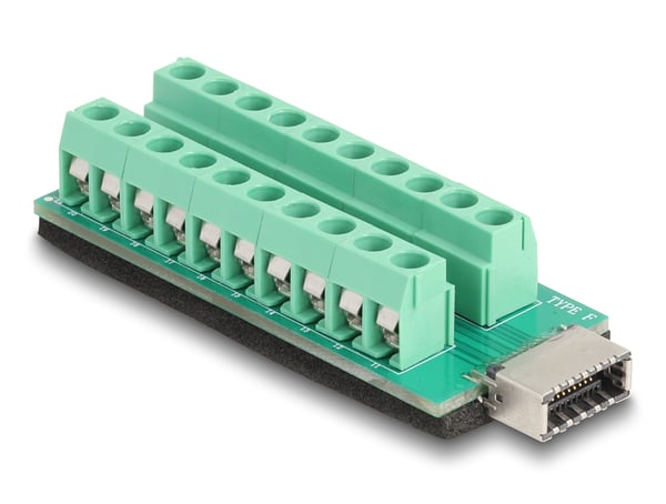 DeLOCK 67189 kaapelin sukupuolenvaihtaja USB Type-E Key A Terminal block - 20 pin Musta, Vihreä