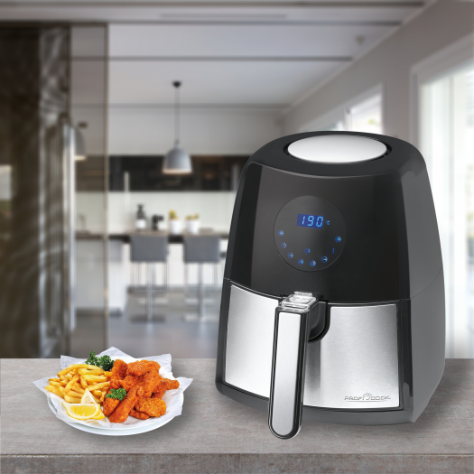 ProfiCook PC-FR 1147 H Yksi 2,5 L Erillinen 1500 W Kuumakiertoilmakypsennin Musta, Ruostumaton teräs