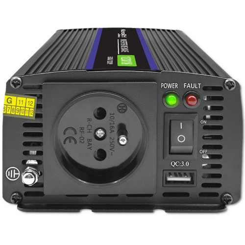 Qoltec Monolith eladaptrar Auto/Inomhus 600 W Svart